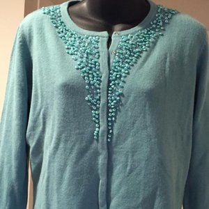 Truquoise Embelished Beaded Jewel Line Cardigan ~ Size Medium